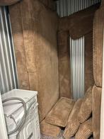 Bruine rib bank L-Vorm/Hoekbank met extra kussens, Ophalen, 250 tot 300 cm, Gebruikt, 100 tot 125 cm