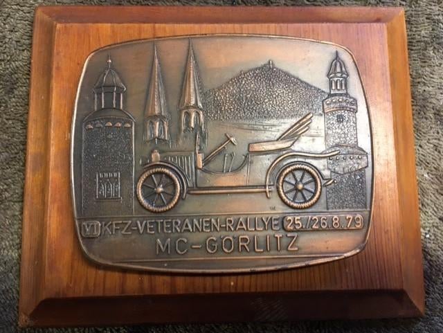 Rally schild , KFZ Veteranen rally . MC Gorlitz aug 1973., Verzamelen, Ophalen of Verzenden, Zo goed als nieuw, Auto's