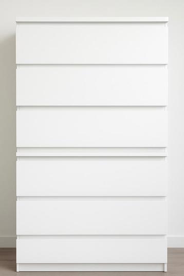  2 IKEA MALM kast (3 lades) Hoogglans Wit 