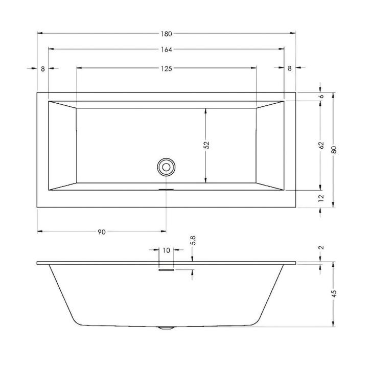 Riho Rethink Cubic Wall Acryl Bad 180X80cm - Hoogglans Wit, Doe-het-zelf en Verbouw, Sanitair, Nieuw, Bad, Ophalen
