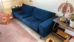 Driezits bank donkerblauw velvet stof, Huis en Inrichting, Ophalen, Zo goed als nieuw, Stof