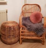 Rotan fauteuil + bijzettafeltje / krukje, Ophalen, Zo goed als nieuw, Riet of Rotan, Eén