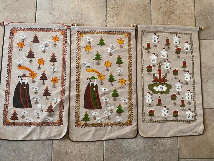 Vintage adventskalenders jute jaren ‘70-‘80, Diversen, Kerst, Gebruikt, Ophalen of Verzenden