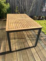 Mooie tuintafel houten blad 150x90x76, Ophalen, Zo goed als nieuw, Rechthoekig, Hout