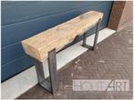 Sidetable / bijzettafel oud eiken bielzen upoot, Info@hout-art.nl, Ophalen of Verzenden, Industrieel, Hout-Art