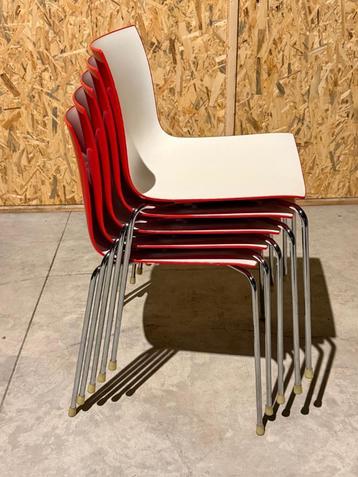 5 Arper Catifa 46 Design Stoel - Wit/Rood Kunststof beschikbaar voor biedingen