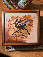 Houten doosje met emaille kunstwerk Greet van der Wens, Antiek en Kunst, Ophalen of Verzenden