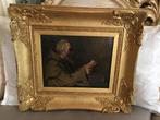 Antiek olieverf portret schilderij op hout, Antiek en Kunst, Ophalen of Verzenden