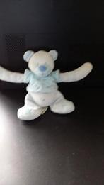 Beer knuffel a.e. Pluche tweekleurig blauw van velours met, Ophalen of Verzenden, Nieuw, Beer