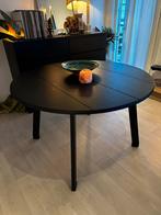 Ronde houten zwarte eettafel, Huis en Inrichting, Ophalen, Gebruikt, Rond, 75 cm of meer