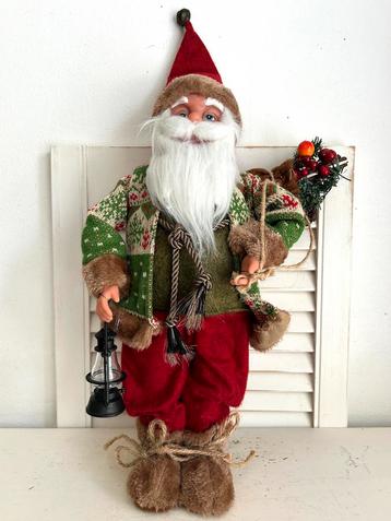 Kerstman met lantaarn en kadozak nostalgische kleding 42 cm beschikbaar voor biedingen