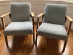 Ekenaset fauteuils Ikea - grijs/teak - set 2 stuks, Ophalen, Gebruikt, 75 tot 100 cm, Stof