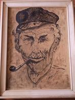 Oude Zeeman - Henk v.d. Ven - Houtskool, Antiek en Kunst, Kunst | Tekeningen en Foto's, Ophalen of Verzenden