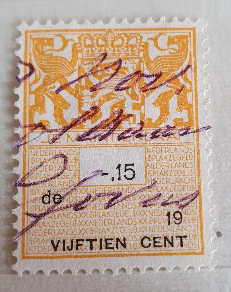 2 belastingzegels Nederland, Ophalen of Verzenden, Gestempeld, Overige thema's