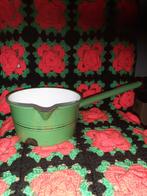 Vintage groene emaille steelpan, Ophalen of Verzenden