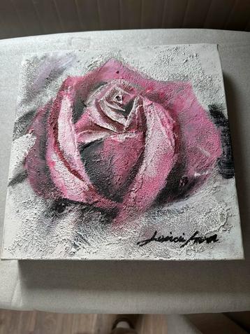 Abstract Schilderij: Rood, Roze & Grijs beschikbaar voor biedingen