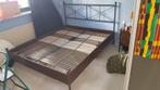 Mooi bruin bedframe 160x200, inclusief twee lattenbodems, Huis en Inrichting, Slaapkamer | Bedden, Ophalen, Gebruikt, Bruin, Tweepersoons
