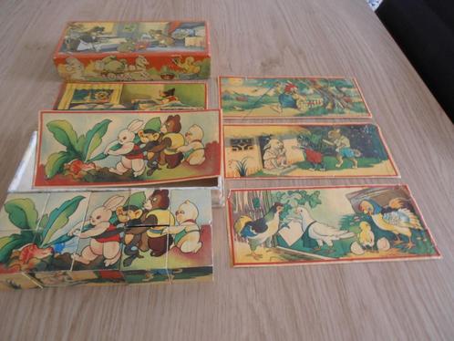 Antieke blokkenpuzzel 1950 inclusief afbeeldingen, Antiek en Kunst, Antiek | Speelgoed, Ophalen of Verzenden