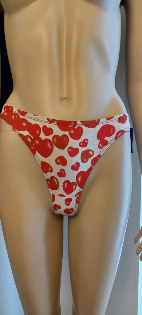 strings setje van 2, hartjesmotief, nieuw, S, M en L., Kleding | Dames, Ondergoed en Lingerie, String, Wit, Verzenden