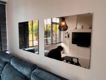 Zsm ophal Twee frameless Wandspiegels rookglas bruin vintage beschikbaar voor biedingen