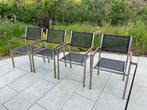 4 tuinstoelen teakhout / rvs frame van merk four seasons, Ophalen, Gebruikt