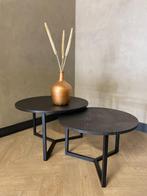 Zwart salontafel set | eiken en crocostructuur, 50 tot 100 cm, Minder dan 50 cm, Nieuw, Modern, hotel-chique, zwart