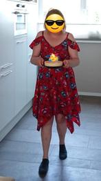jurk rood bloemen C&A off shoulder spaghettibandjes zomer, Maat 38/40 (M), Ophalen of Verzenden, Zo goed als nieuw, C&A