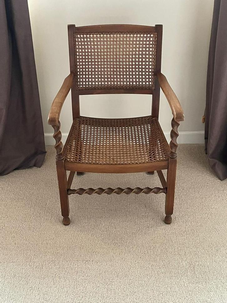 Set van 2 houten haardstoeltjes gevlochten zitting, klassiek, Antiek en Kunst, Antiek | Meubels | Stoelen en Banken, Ophalen