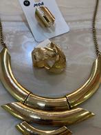Gouden sieradenset - Ketting, ring en oorbellen, Ophalen of Verzenden