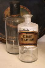 Antieke franse pharmacie apotheker glas glazen fles etiket, Ophalen of Verzenden
