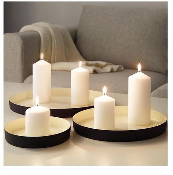 GLITTRIG kaarsenplateau, 3 stuks, Huis en Inrichting, Woonaccessoires | Kandelaars en Kaarsen, Nieuw, Kandelaar, Minder dan 25 cm