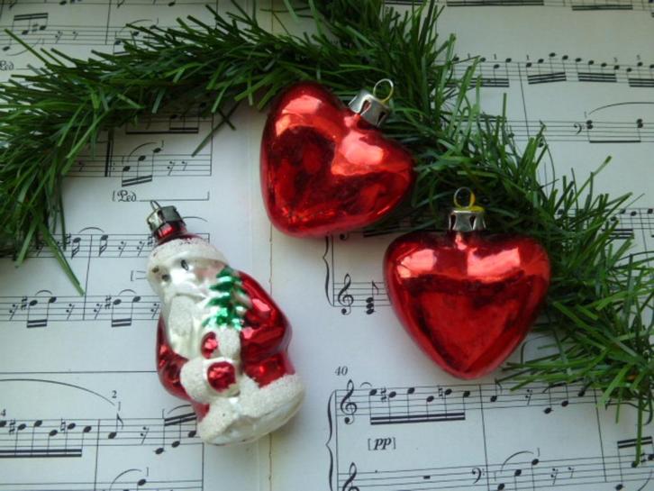 oude glazen kerstballen kerstman hartjes, Diversen, Kerst, Gebruikt, Ophalen of Verzenden