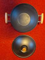 Gietijzeren Wok met Deksel, Huis en Inrichting, Keuken | Potten en Pannen, Gebruikt, Gietijzer, Ophalen of Verzenden, Keramische plaat