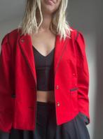 cropped wollen jas rood kort winter blazer vintage, Kleding | Dames, Jassen | Winter, Maat 46/48 (XL) of groter, Ophalen of Verzenden