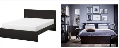 IKEA Bed Malm, Huis en Inrichting, Slaapkamer | Bedden, Zo goed als nieuw, Tweepersoons, 180 cm, 210 cm, Overige materialen, Zwart