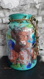 Schotse hooglander en ijsvogels siervaas vaas decoupage 35cm, Antiek en Kunst, Ophalen