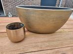 2 gouden bloempotten, Rond, Ophalen of Verzenden, Aardewerk, Minder dan 40 cm