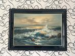 Schilderij van een stormachtige zee, Antiek en Kunst, Kunst | Schilderijen | Klassiek, Ophalen of Verzenden