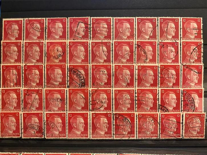 45 gestempelde duitse postzegels wo2 - 12 pfennig, Verzamelen, Militaria | Tweede Wereldoorlog, Duitsland, Ophalen