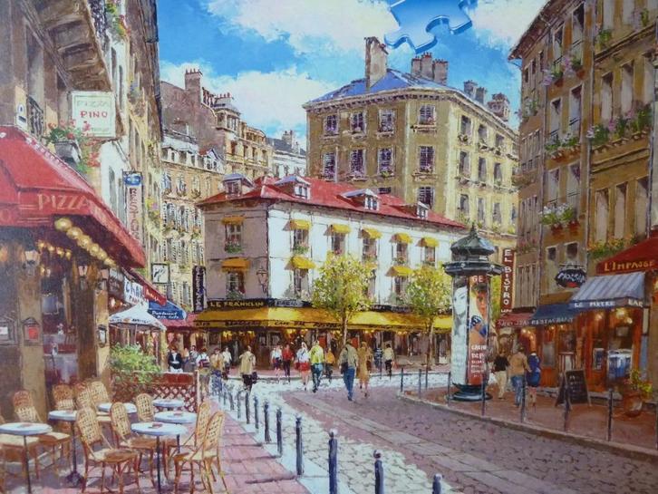 Ravensburger puzzel 500 stukjes Petites boutiques - Sam Park, Hobby en Vrije tijd, Denksport en Puzzels, Zo goed als nieuw, Legpuzzel