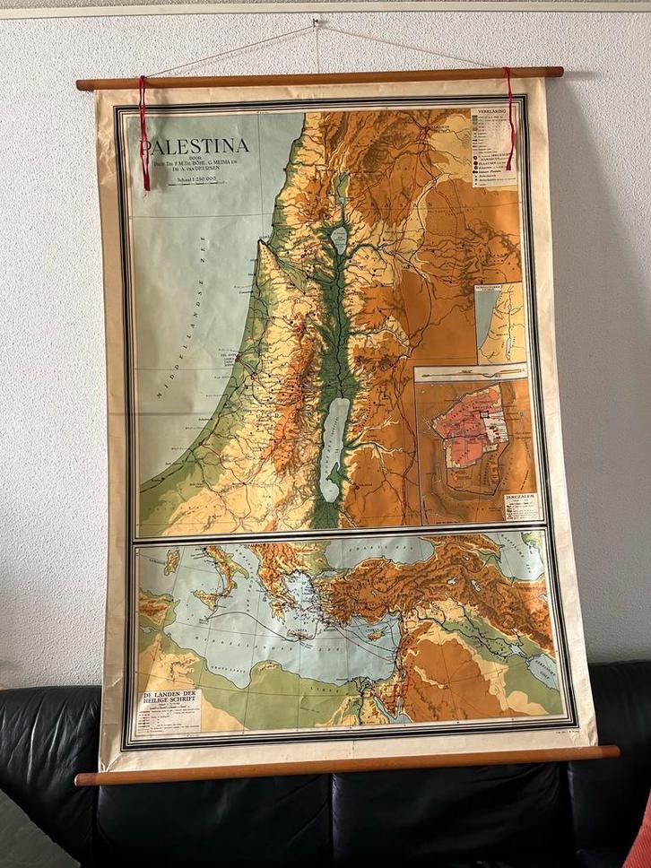 Palestina Schoolplaat - Cart. Inst. J. B. Wolters, Antiek en Kunst, Antiek | Schoolplaten, Aardrijkskunde, Ophalen