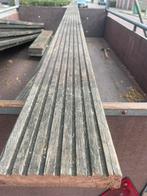 Hardhouten vlonderplanken 28 mm, 17 m2 met regelbalken, Ophalen, Gebruikt, Hout