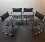 Bauhaus stijl verchroomde buisframe stoelen (Italië - '70), Huis en Inrichting, Stoelen, Leer, Vier, Gebruikt, Bauhaus, jaren '20/'30