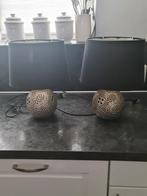 2 tafellampen zilver net zwartekap, Huis en Inrichting, Lampen | Lampenkappen, Ophalen, Zo goed als nieuw, Zwart, Rond