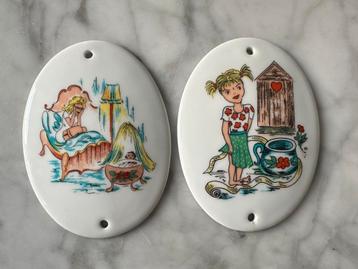 Deurbordje Porselein Babykamer Badkamer Vintage beschikbaar voor biedingen