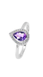 Zilveren ring maat 17 mm met natuurlijke amethist, Verzenden, Nieuw, 17 tot 18, Met edelsteen