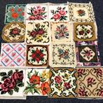 partij vintage borduurwerk met bloemen 40x40 cm, Huis en Inrichting, Woonaccessoires | Kussens, Ophalen of Verzenden, Gebruikt