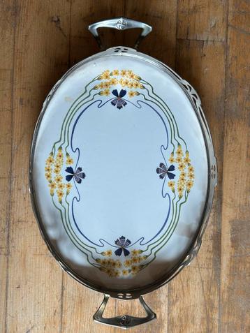 Leuk klein antiek dienblad in Art Nouveau stijl beschikbaar voor biedingen
