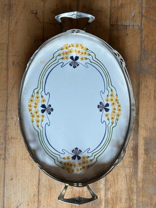Leuk klein antiek dienblad in Art Nouveau stijl, Huis en Inrichting, Woonaccessoires | Dienbladen, Gebruikt, Hout, Ophalen of Verzenden