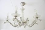 Vintage zesarmige kroonluchter, Ophalen of Verzenden, Gebruikt, Glas